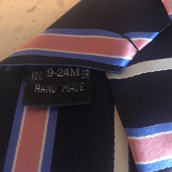 Littlest Prince Couture Navy and Pink Stripe 9-24 Months Zipper Tie - Picture 4 of 5
